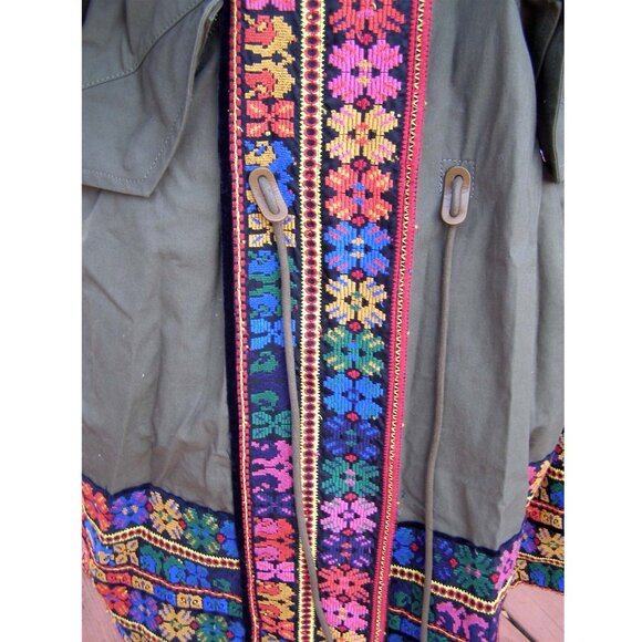 NEW! size L SACAI Green Embroidered Parka Coat - Picture 16 of 16